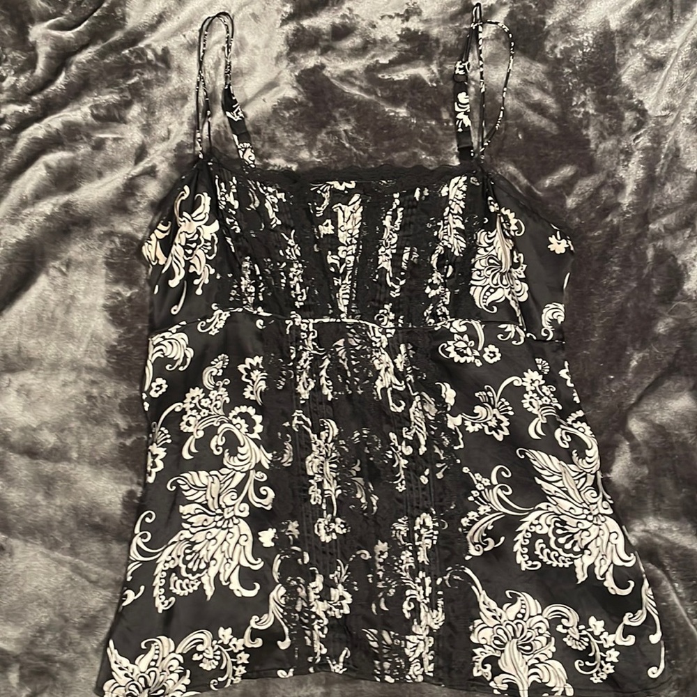 Black and white silk cami